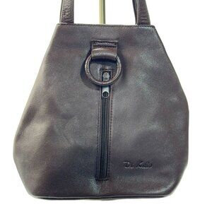 DI KALO Handbag Leather Brown Fashion Arm Purse Button Closure